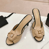 Double C New Camellia High Heel Beige Cream